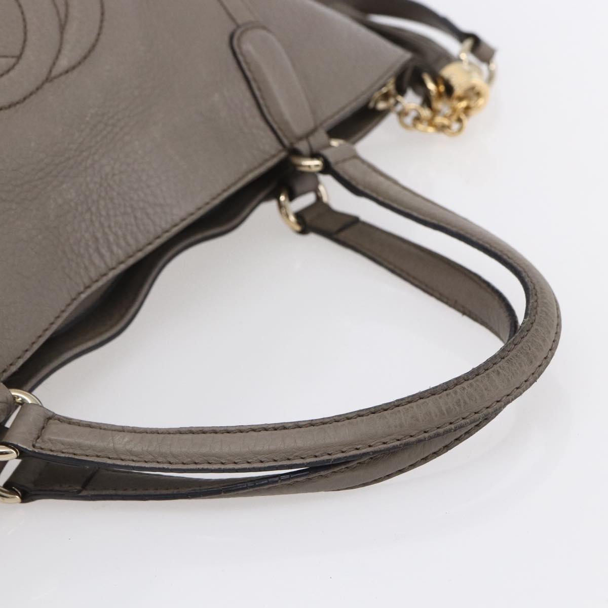 GUCCI Soho Hand Bag Leather 2way Gray Gold 369176 Auth ep12010