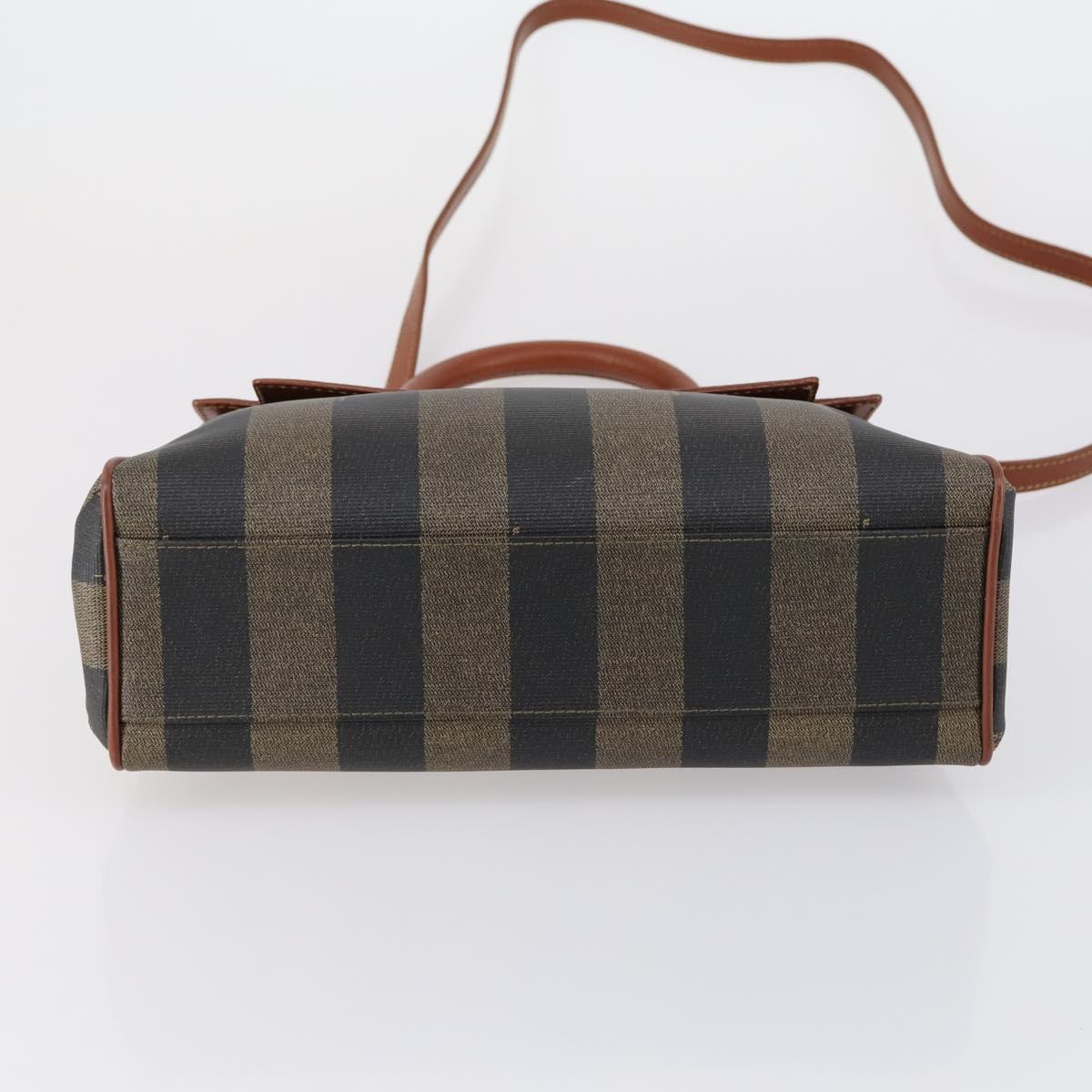 FENDI Pecan Canvas Hand Bag PVC 2way Black Brown Auth ep12011