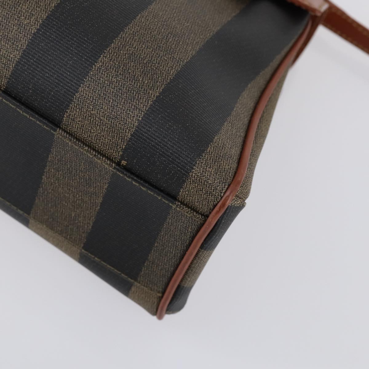 FENDI Pecan Canvas Hand Bag PVC 2way Black Brown Auth ep12011