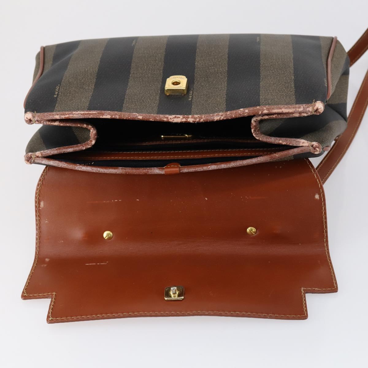 FENDI Pecan Canvas Hand Bag PVC 2way Black Brown Auth ep12011