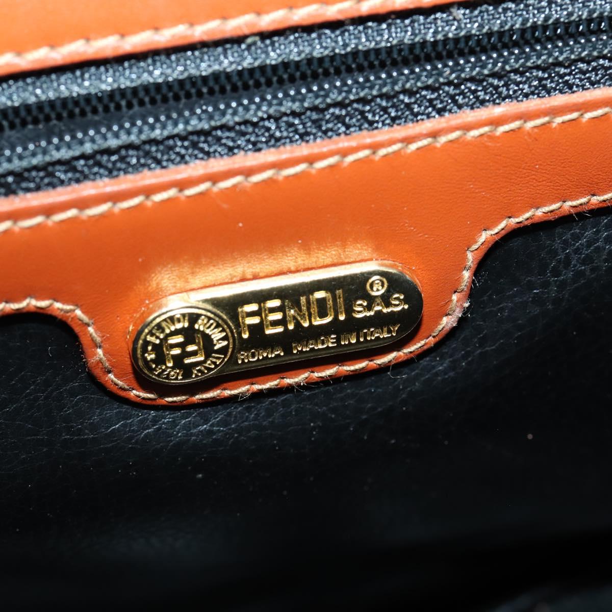 FENDI Pecan Canvas Hand Bag PVC 2way Black Brown Auth ep12011