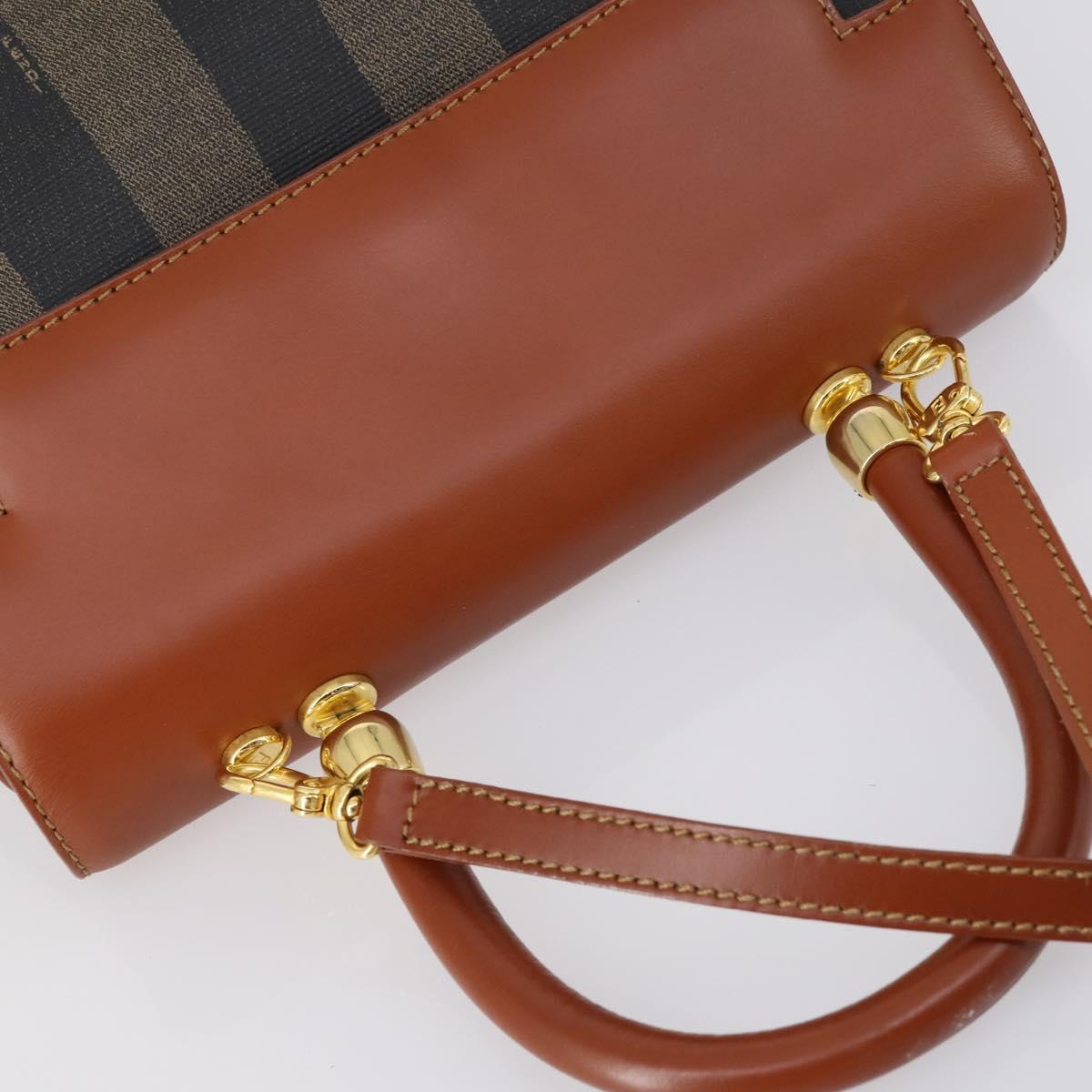 FENDI Pecan Canvas Hand Bag PVC 2way Black Brown Auth ep12011