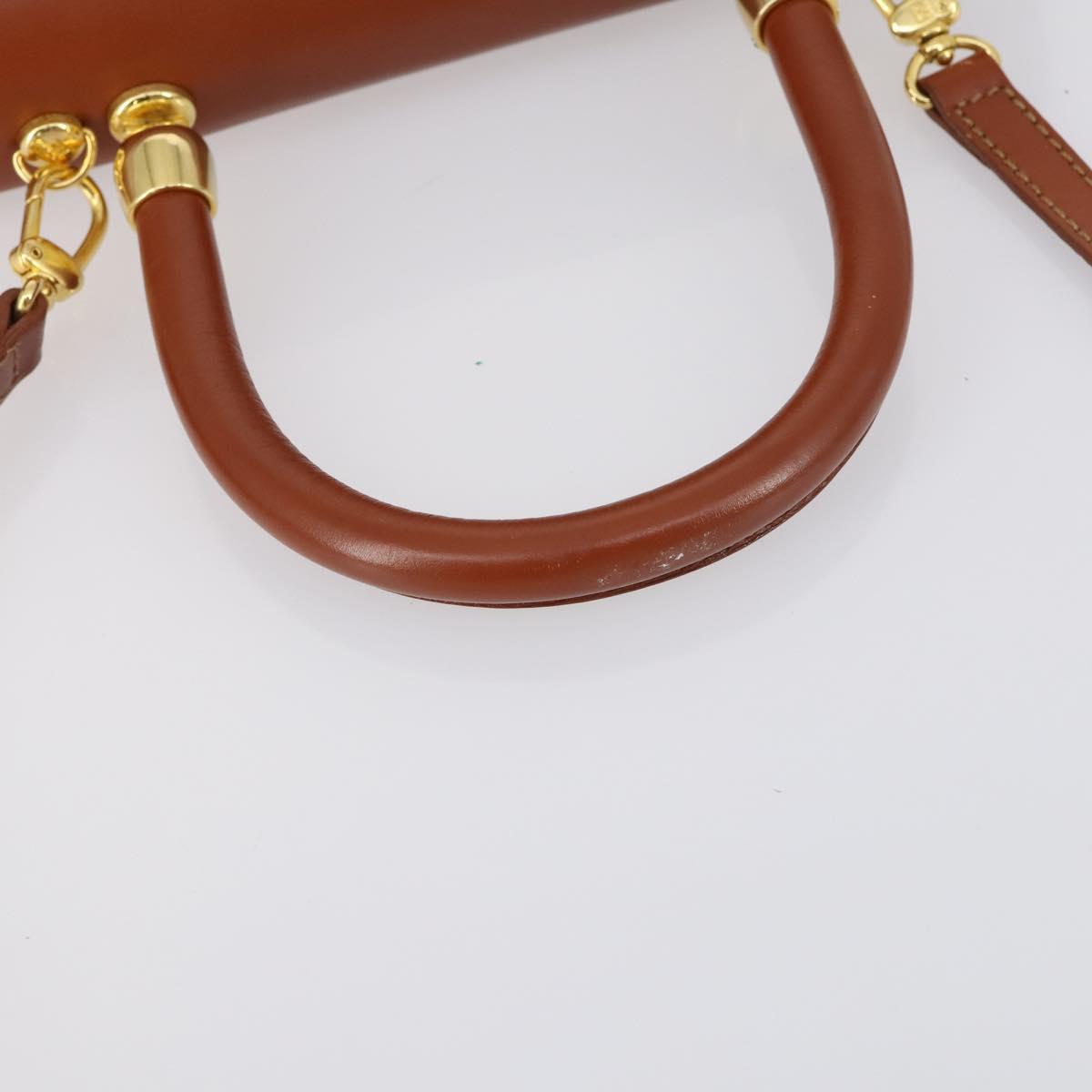 FENDI Pecan Canvas Hand Bag PVC 2way Black Brown Auth ep12011