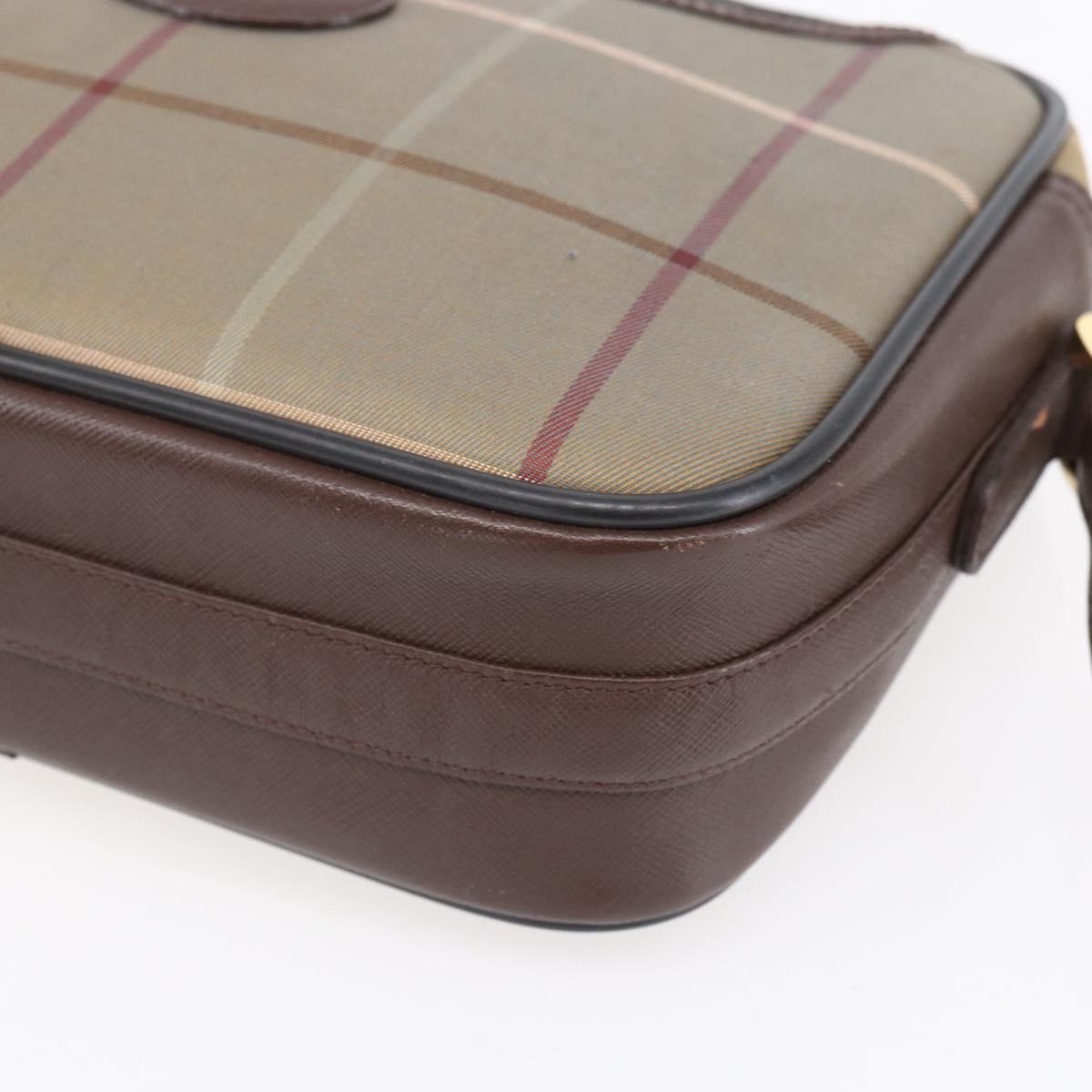 Burberrys Nova Check Shoulder Bag Canvas Beige Gold Auth ep12013