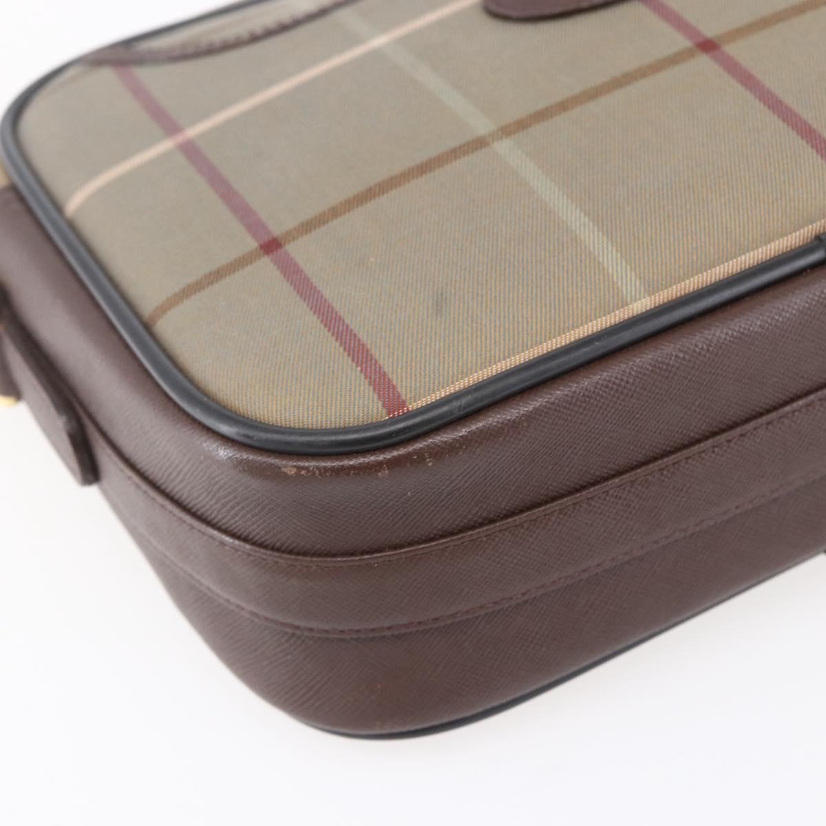 Burberrys Nova Check Shoulder Bag Canvas Beige Gold Auth ep12013