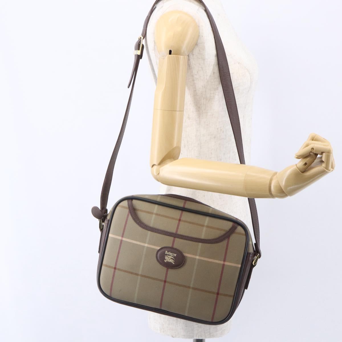 Burberrys Nova Check Shoulder Bag Canvas Beige Gold Auth ep12013