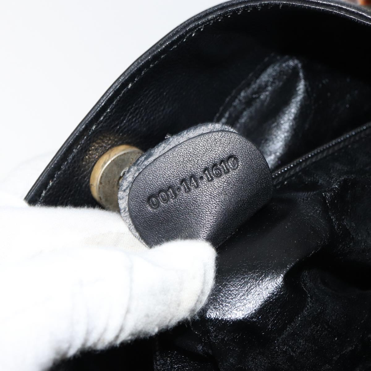 GUCCI Bamboo Shoulder Bag Leather Black Gold Auth ep12014