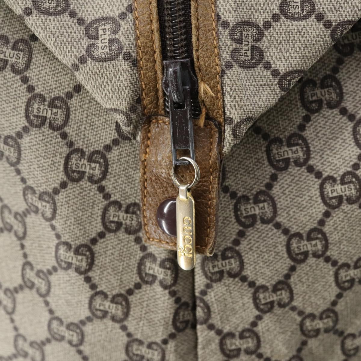 GUCCI GG Plus Supreme Web Sherry Line Boston Bag PVC Beige Auth ep12016