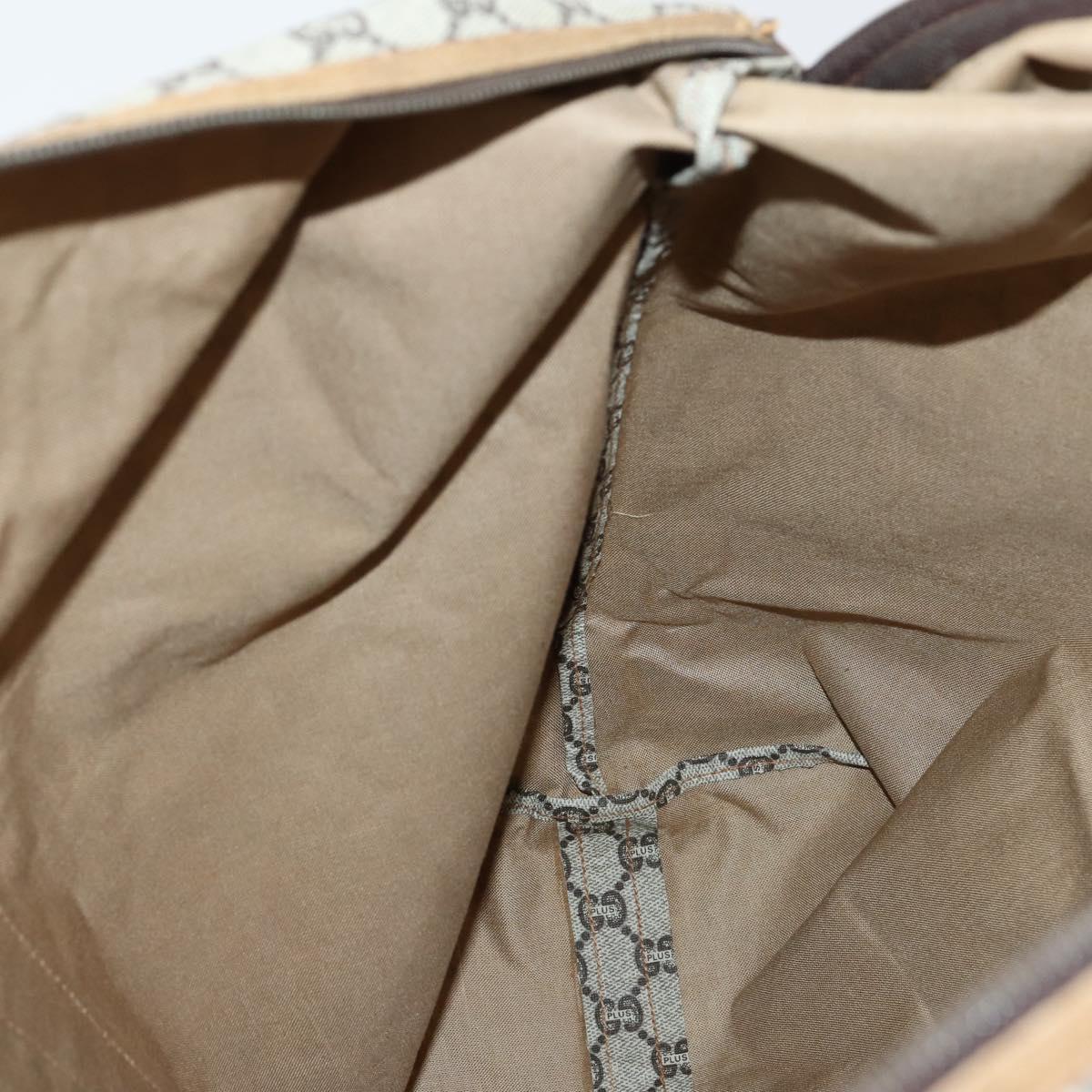 GUCCI GG Plus Supreme Web Sherry Line Boston Bag PVC Beige Auth ep12016