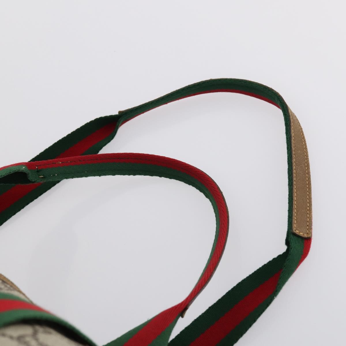 GUCCI GG Plus Supreme Web Sherry Line Boston Bag PVC Beige Auth ep12016