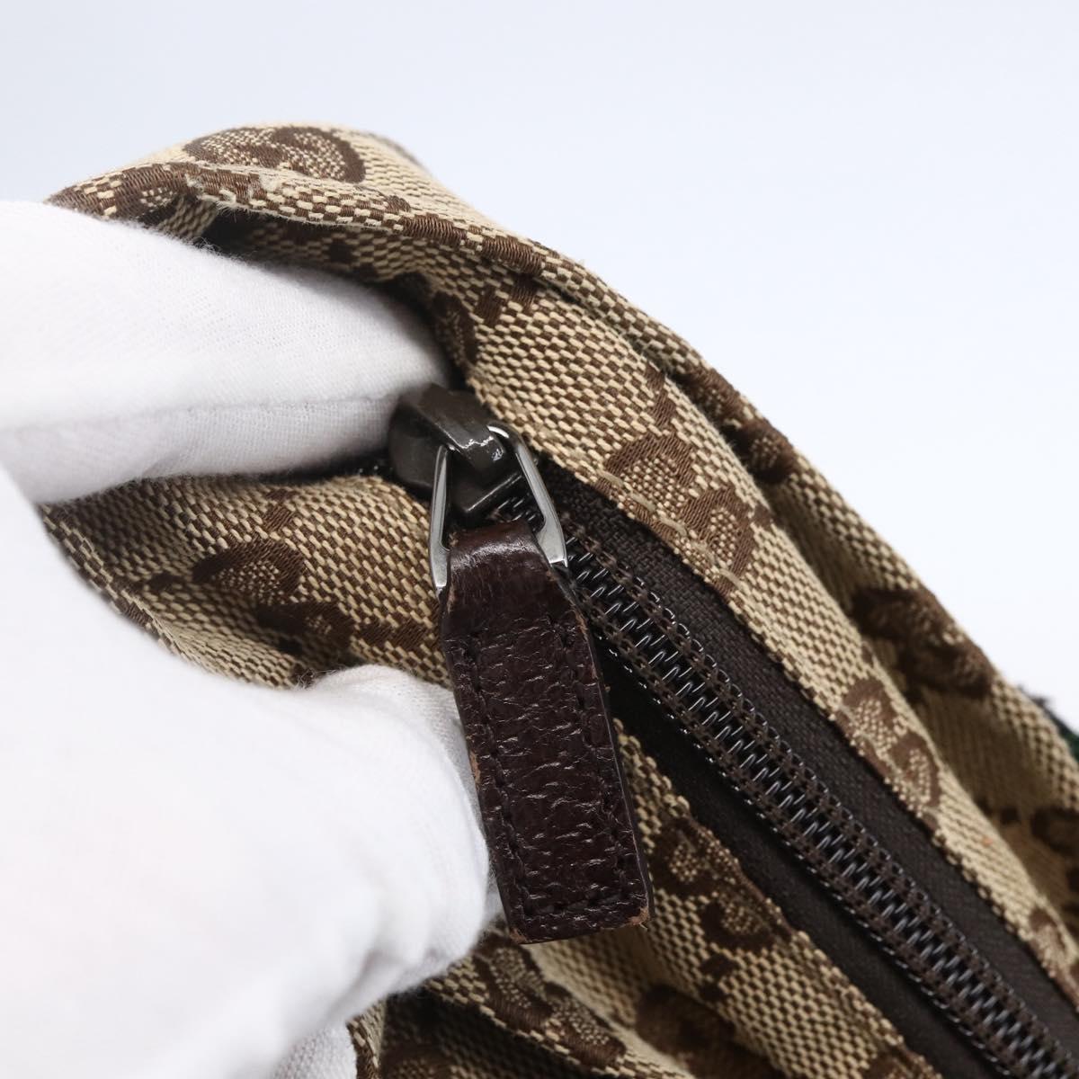 GUCCI GG Canvas Web Sherry Line Hand Bag Beige Red 131228 Auth ep12017