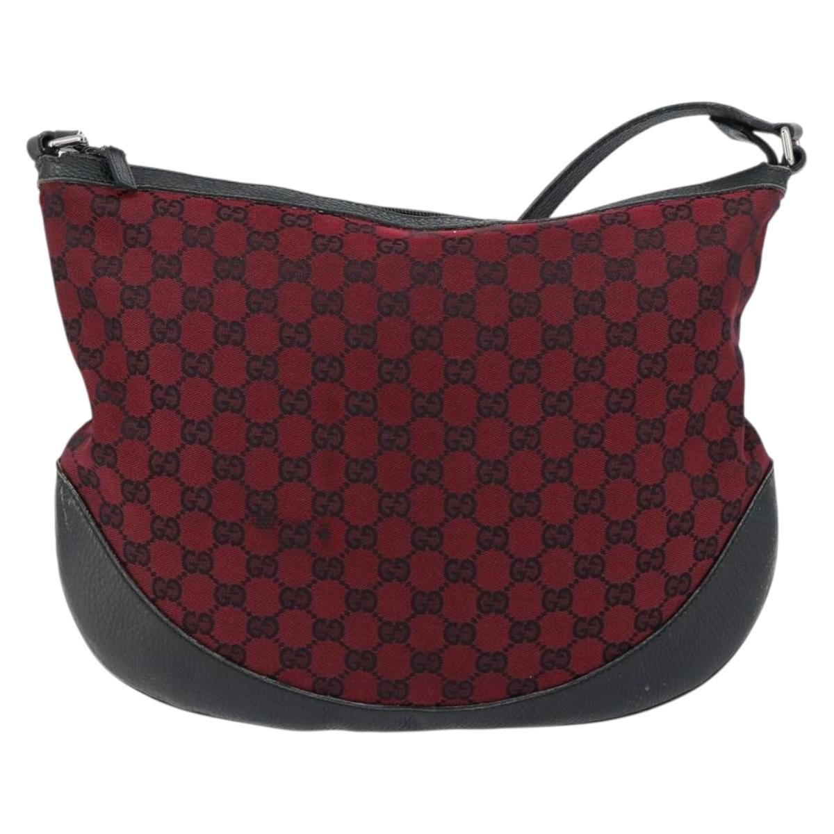 GUCCI GG Canvas Shoulder Bag Outlet Red Silver 272380 Auth ep12018