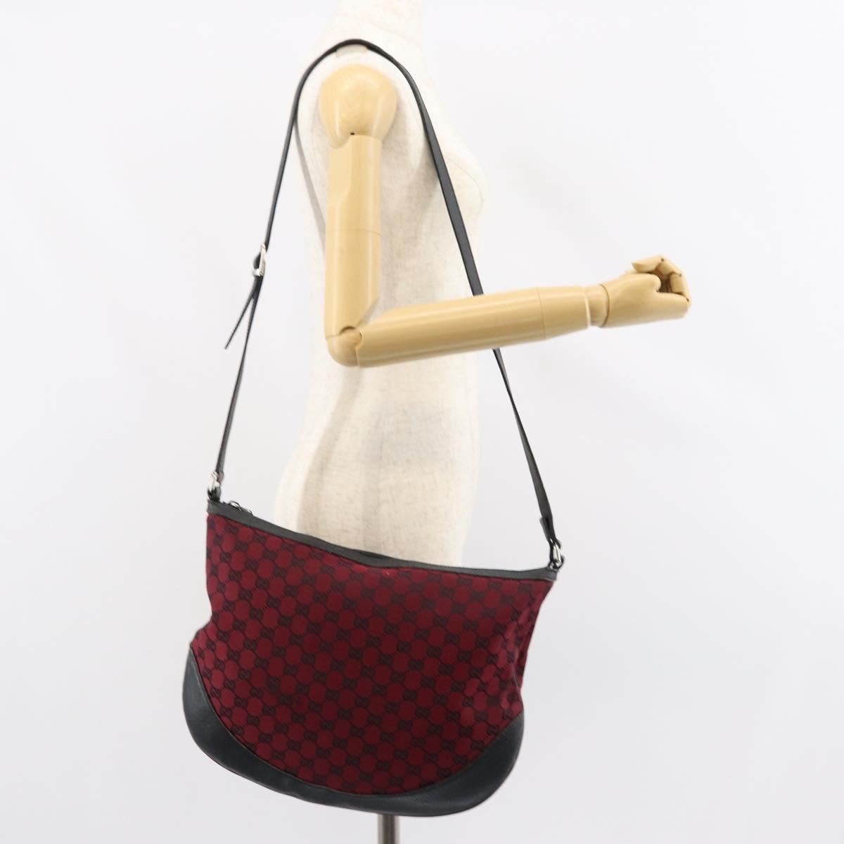 GUCCI GG Canvas Shoulder Bag Outlet Red Silver 272380 Auth ep12018