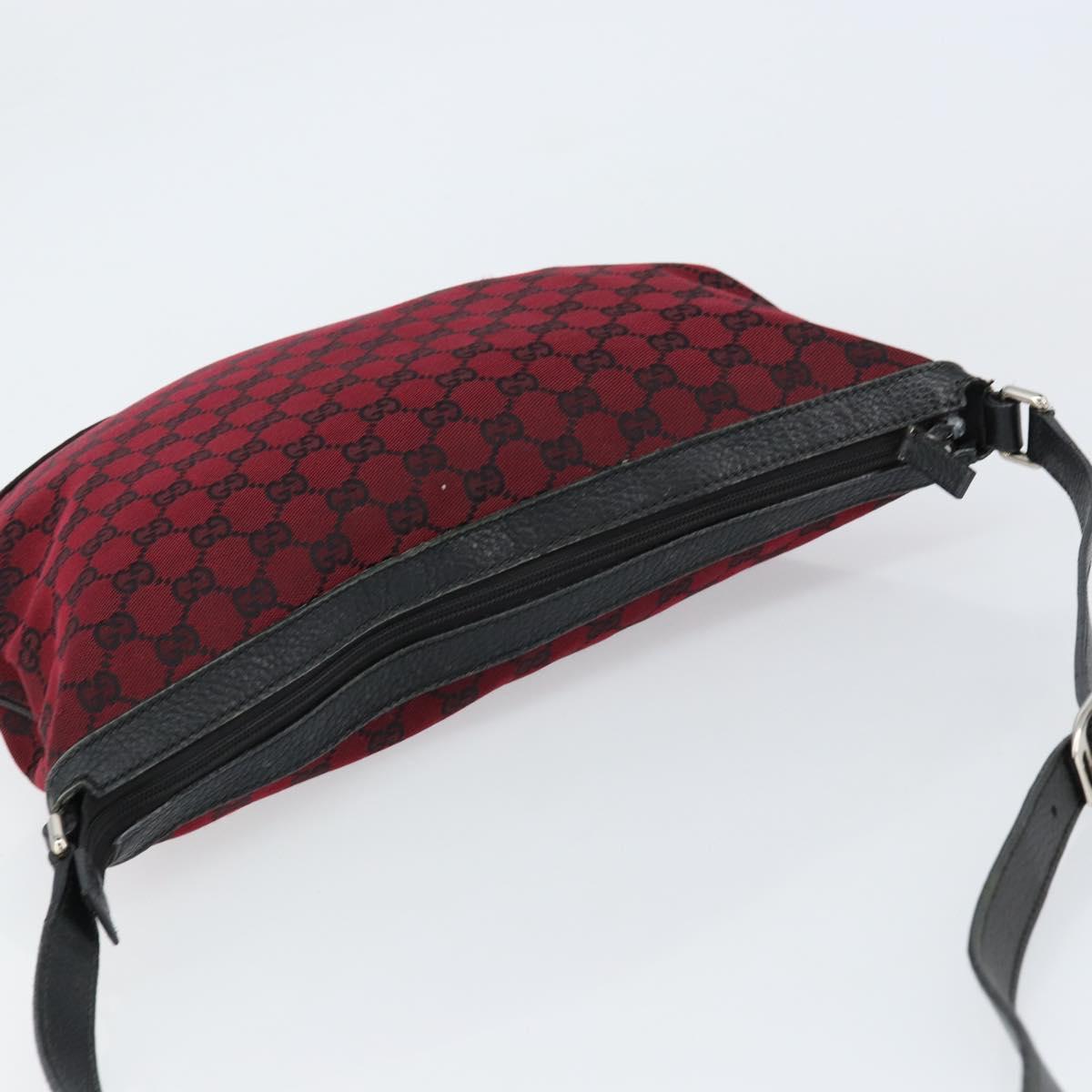 GUCCI GG Canvas Shoulder Bag Outlet Red Silver 272380 Auth ep12018