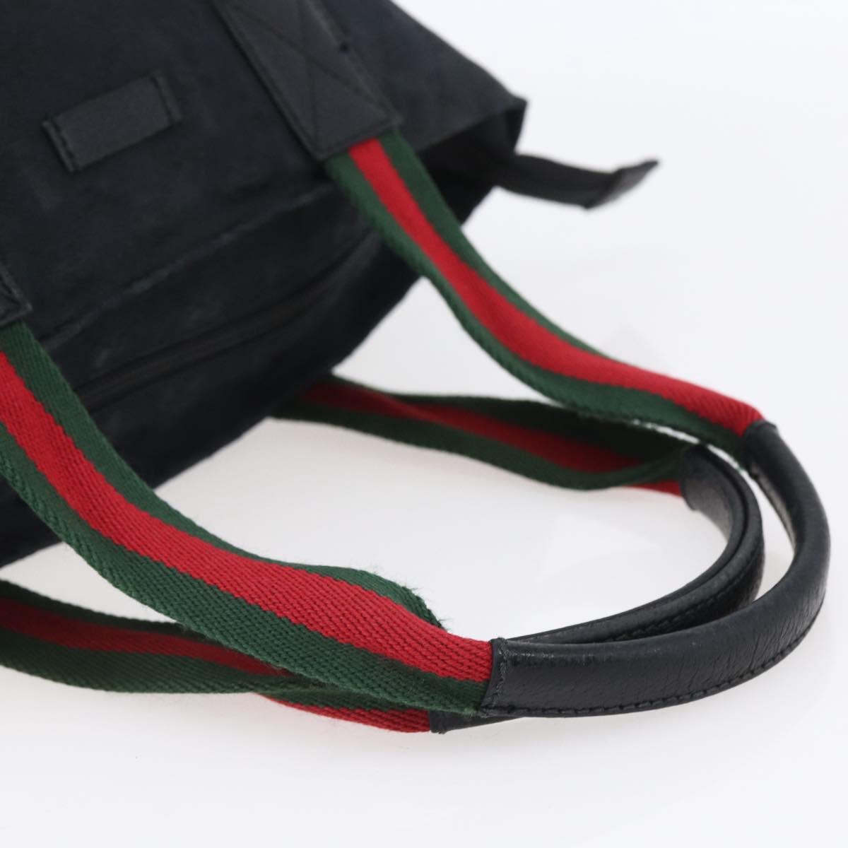 GUCCI GG Canvas Web Sherry Line Hand Bag Black Red 131228 Auth ep12019