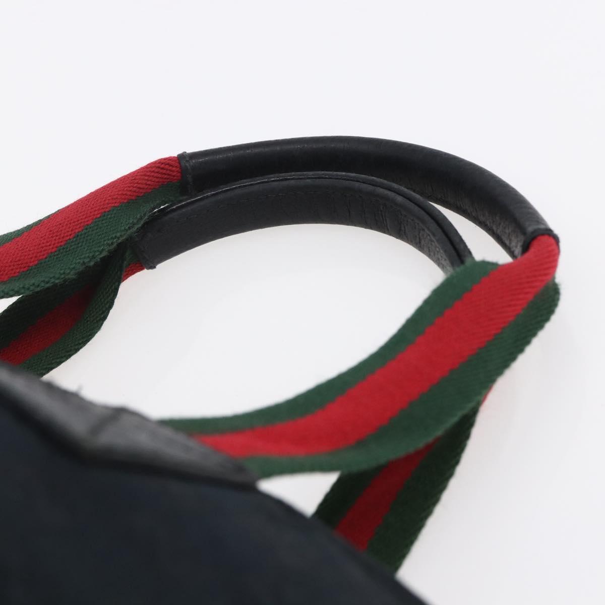 GUCCI GG Canvas Web Sherry Line Hand Bag Black Red 131228 Auth ep12019