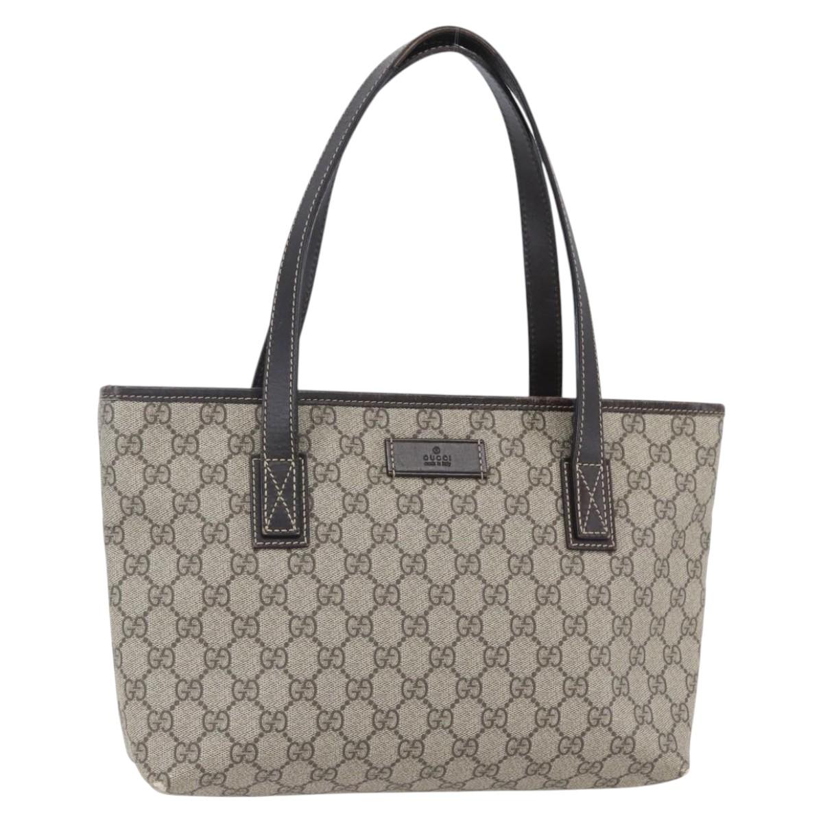 GUCCI GG Supreme Tote Bag PVC Beige Silver 211138 Auth ep12020