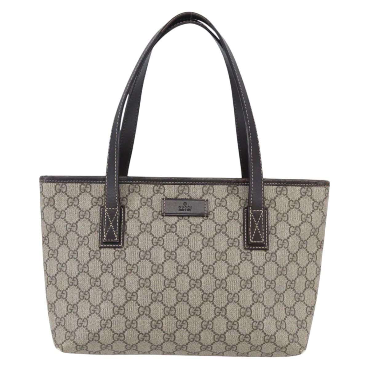 GUCCI GG Supreme Tote Bag PVC Beige Silver 211138 Auth ep12020