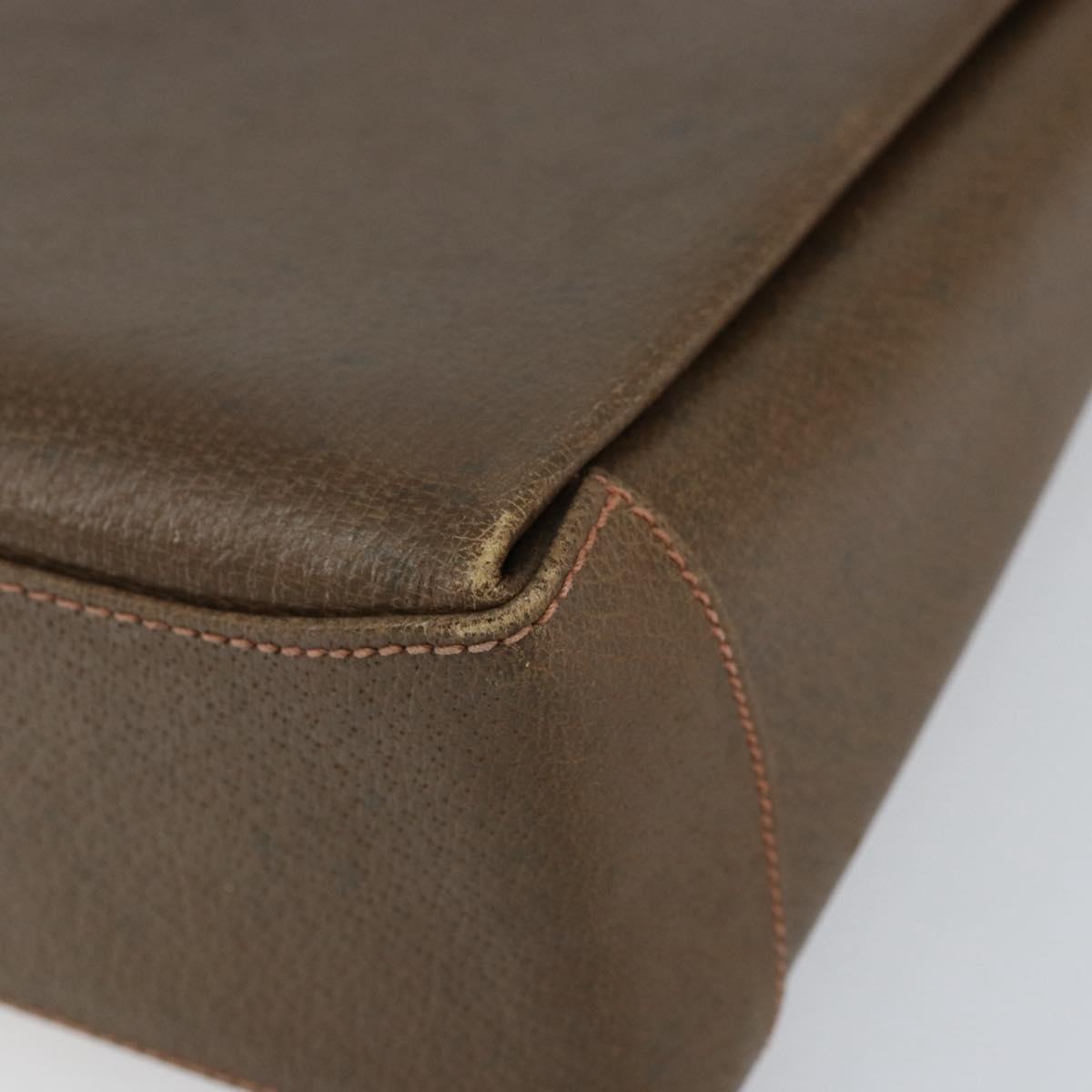 GUCCI Shoulder Bag Leather Brown Gold Auth ep12021