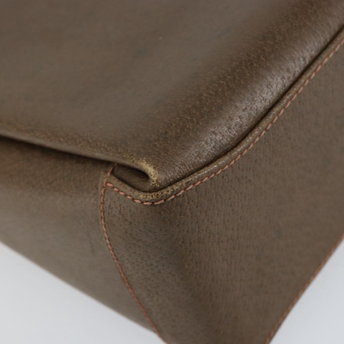 GUCCI Shoulder Bag Leather Brown Gold Auth ep12021