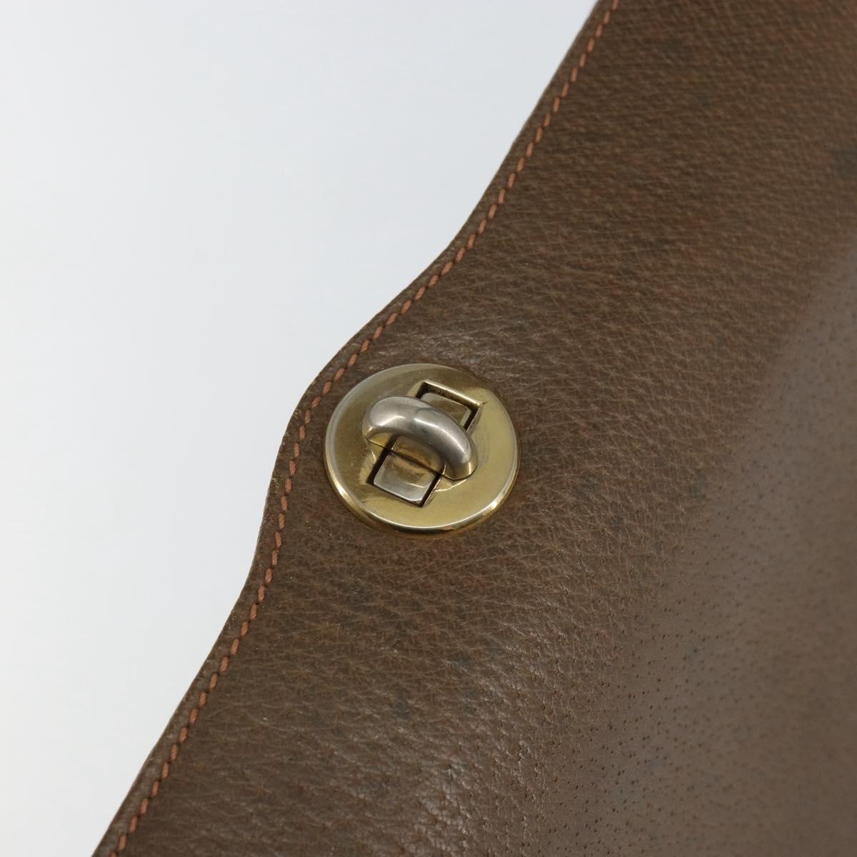 GUCCI Shoulder Bag Leather Brown Gold Auth ep12021