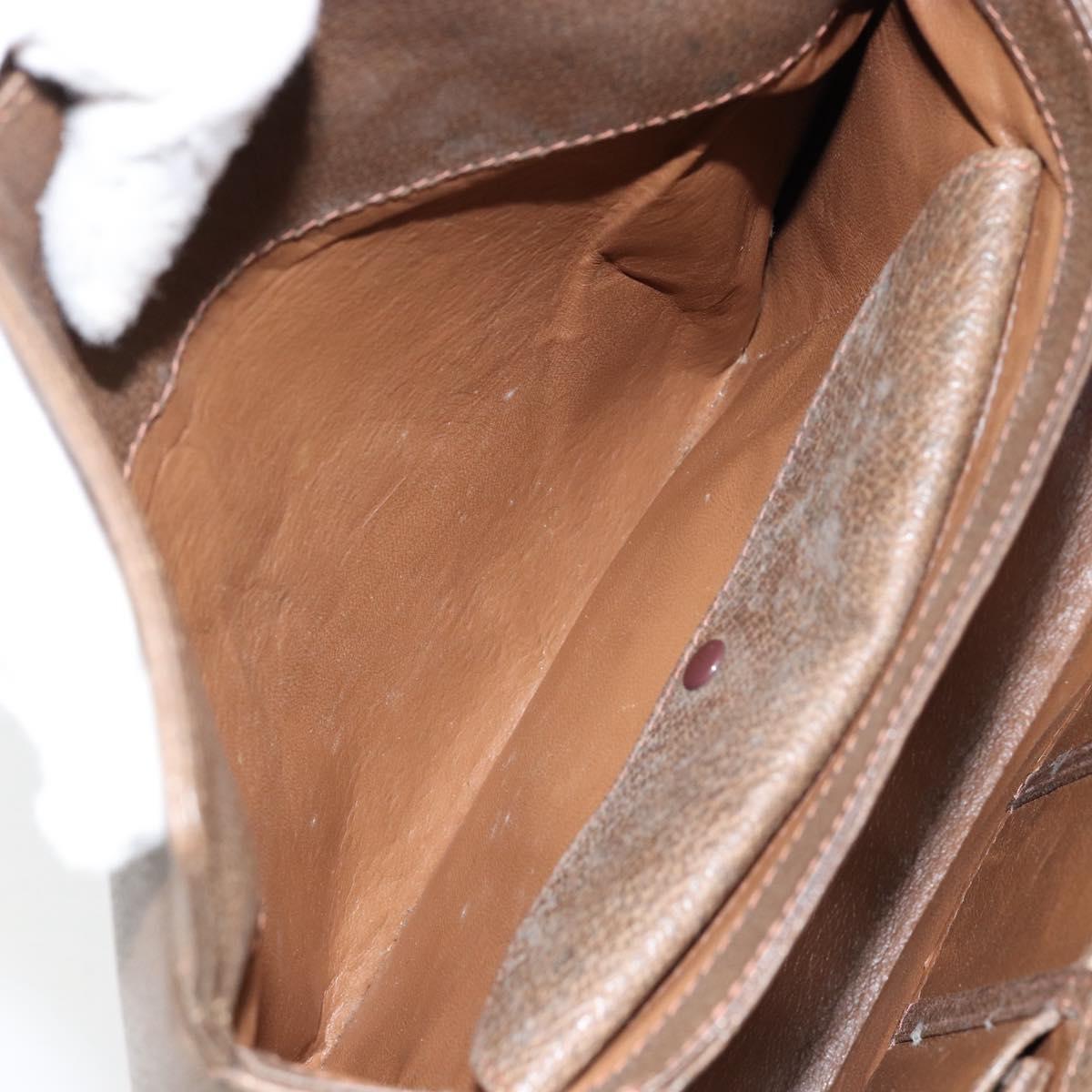 GUCCI Shoulder Bag Leather Brown Gold Auth ep12021