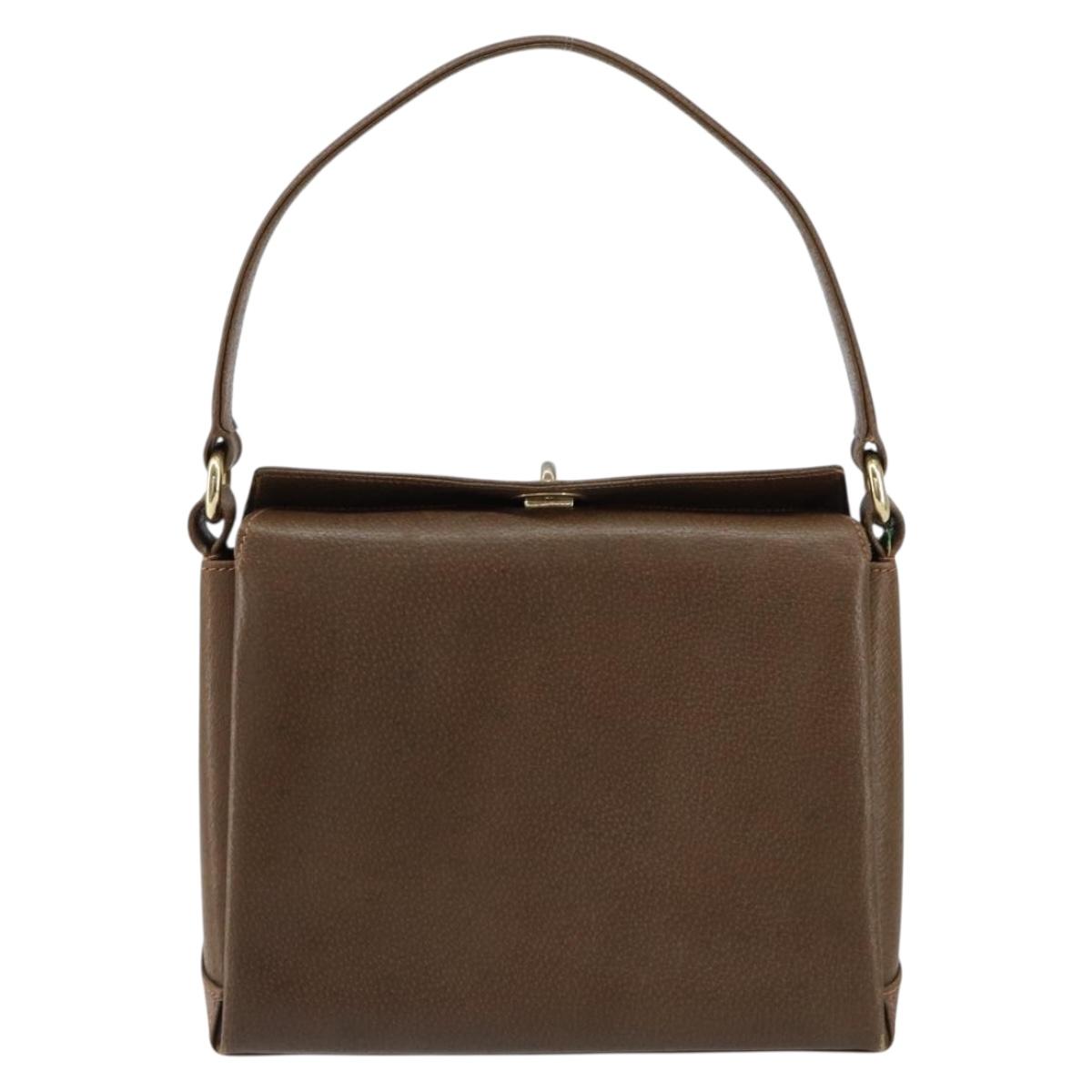 GUCCI Shoulder Bag Leather Brown Gold Auth ep12021