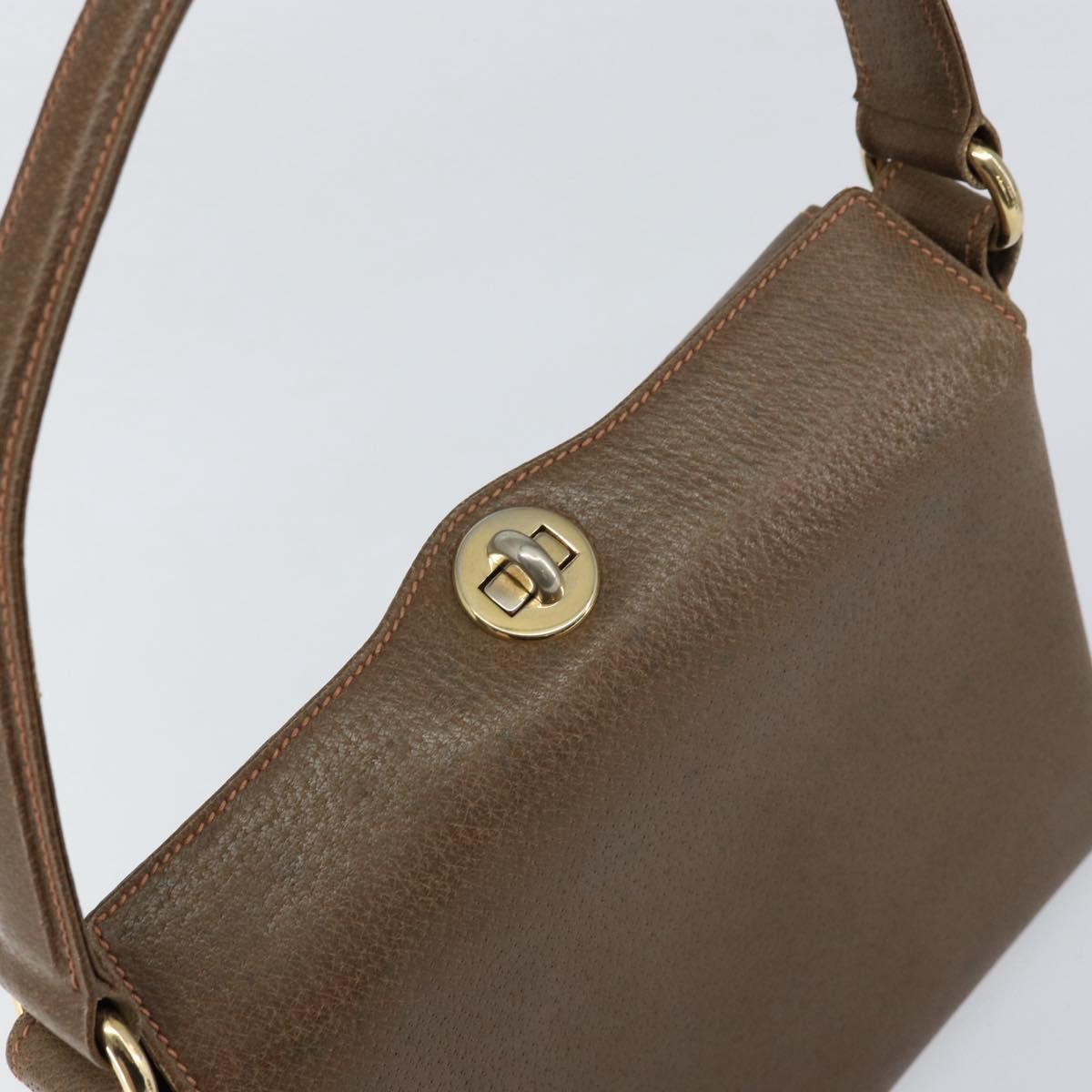 GUCCI Shoulder Bag Leather Brown Gold Auth ep12021