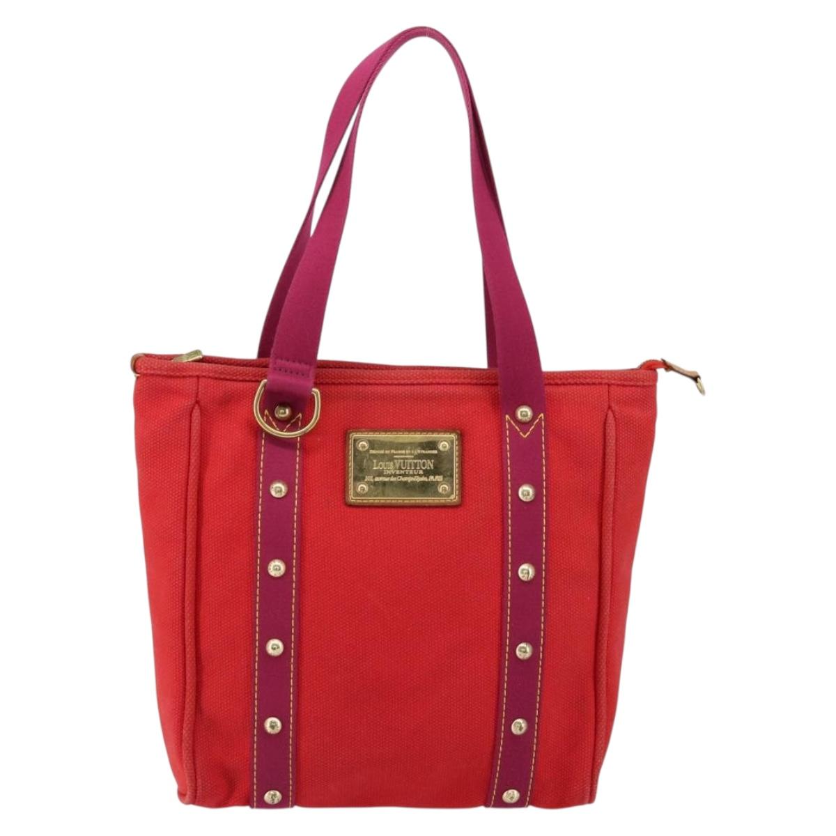 LOUIS VUITTON Antigua Cabas MM Tote Bag Red M40034 LV Auth ep12022