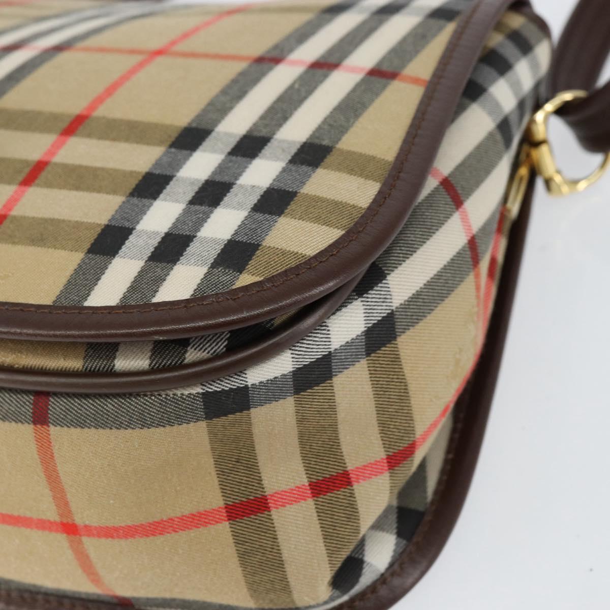 Burberrys Nova Check Shoulder Bag Canvas Beige Gold Auth ep12026