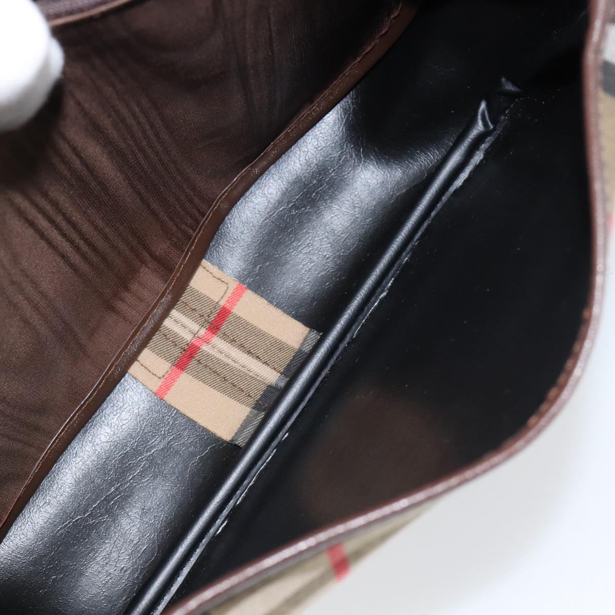 Burberrys Nova Check Shoulder Bag Canvas Beige Gold Auth ep12026