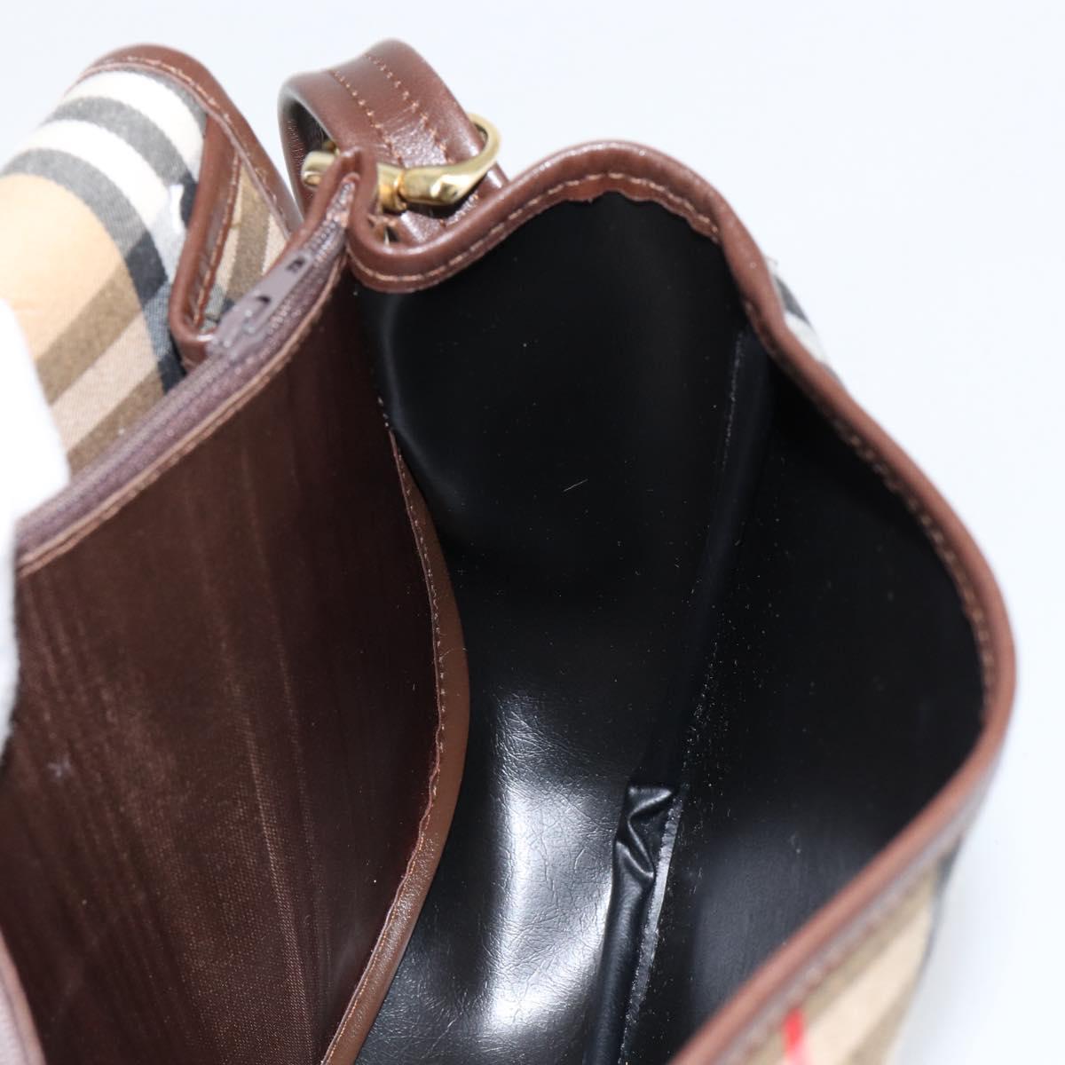 Burberrys Nova Check Shoulder Bag Canvas Beige Gold Auth ep12026