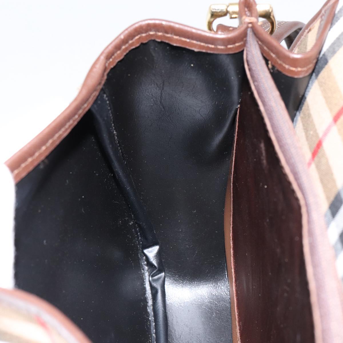 Burberrys Nova Check Shoulder Bag Canvas Beige Gold Auth ep12026