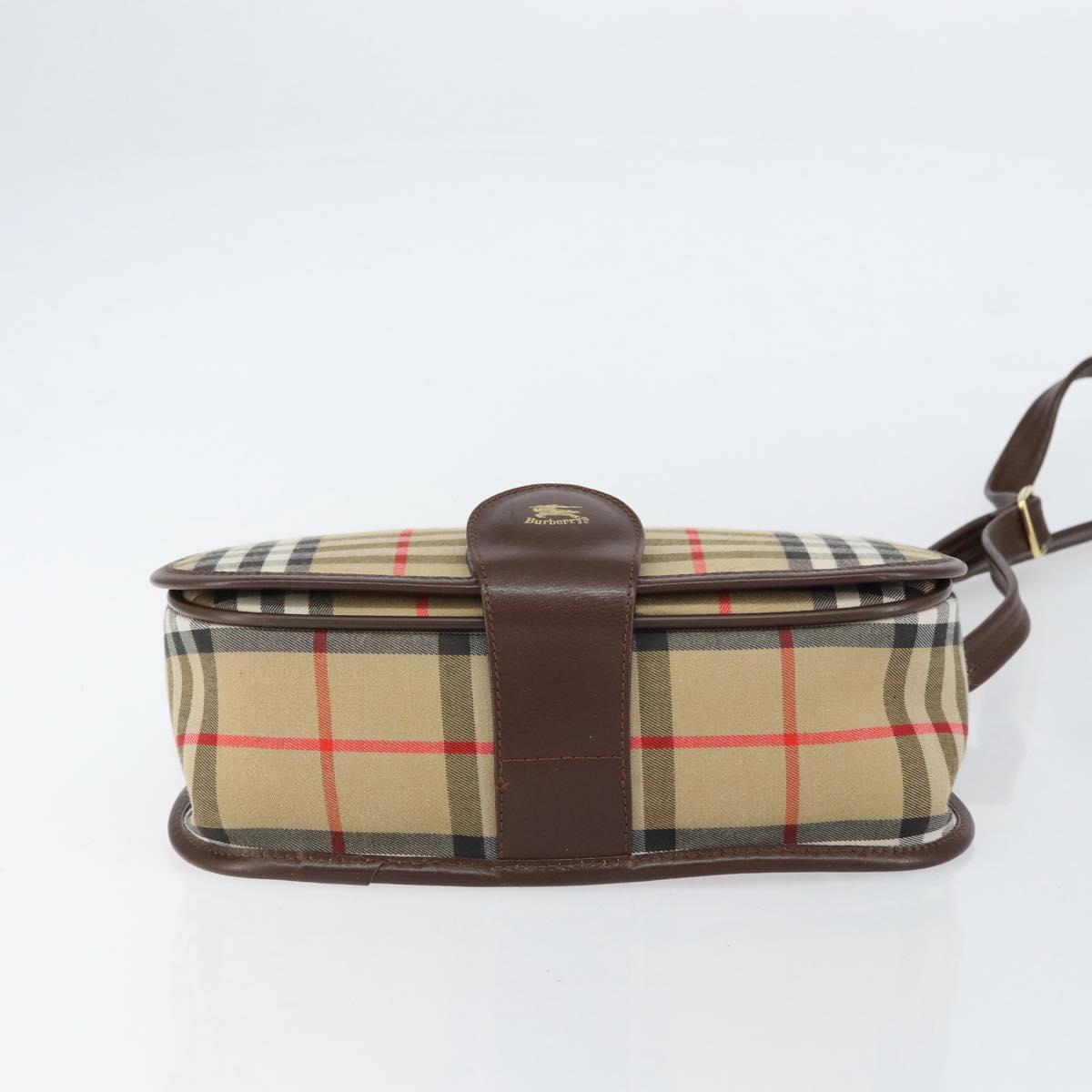 Burberrys Nova Check Shoulder Bag Canvas Beige Gold Auth ep12026