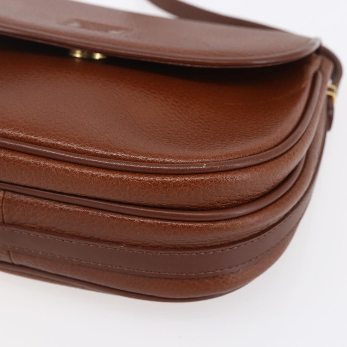 Burberrys Shoulder Bag Leather Brown Gold Auth ep12028