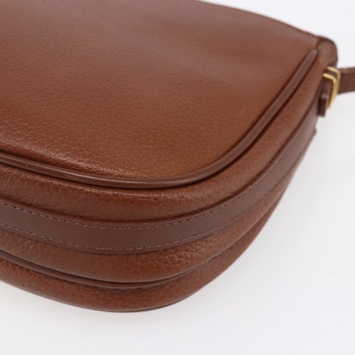 Burberrys Shoulder Bag Leather Brown Gold Auth ep12028