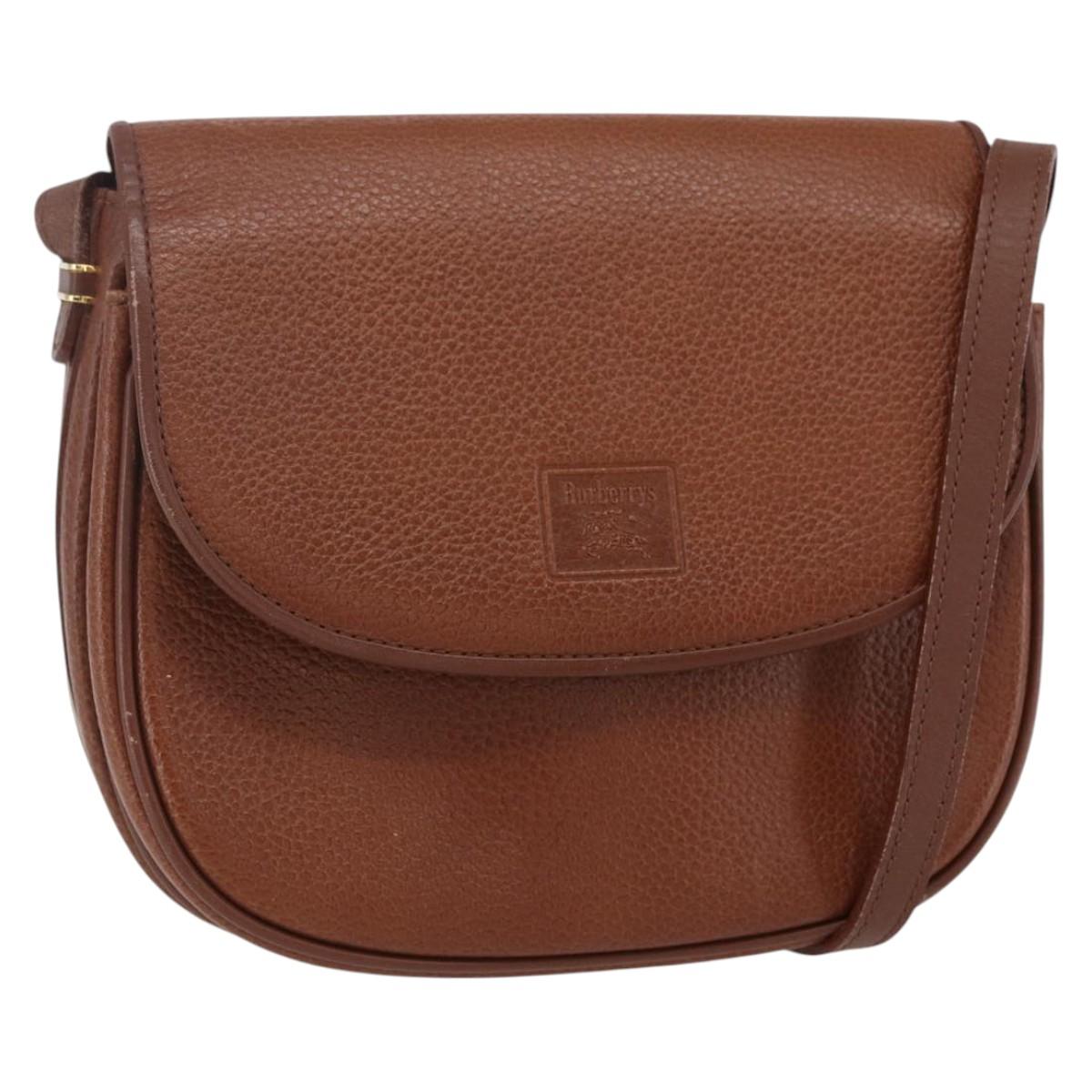 Burberrys Shoulder Bag Leather Brown Gold Auth ep12028