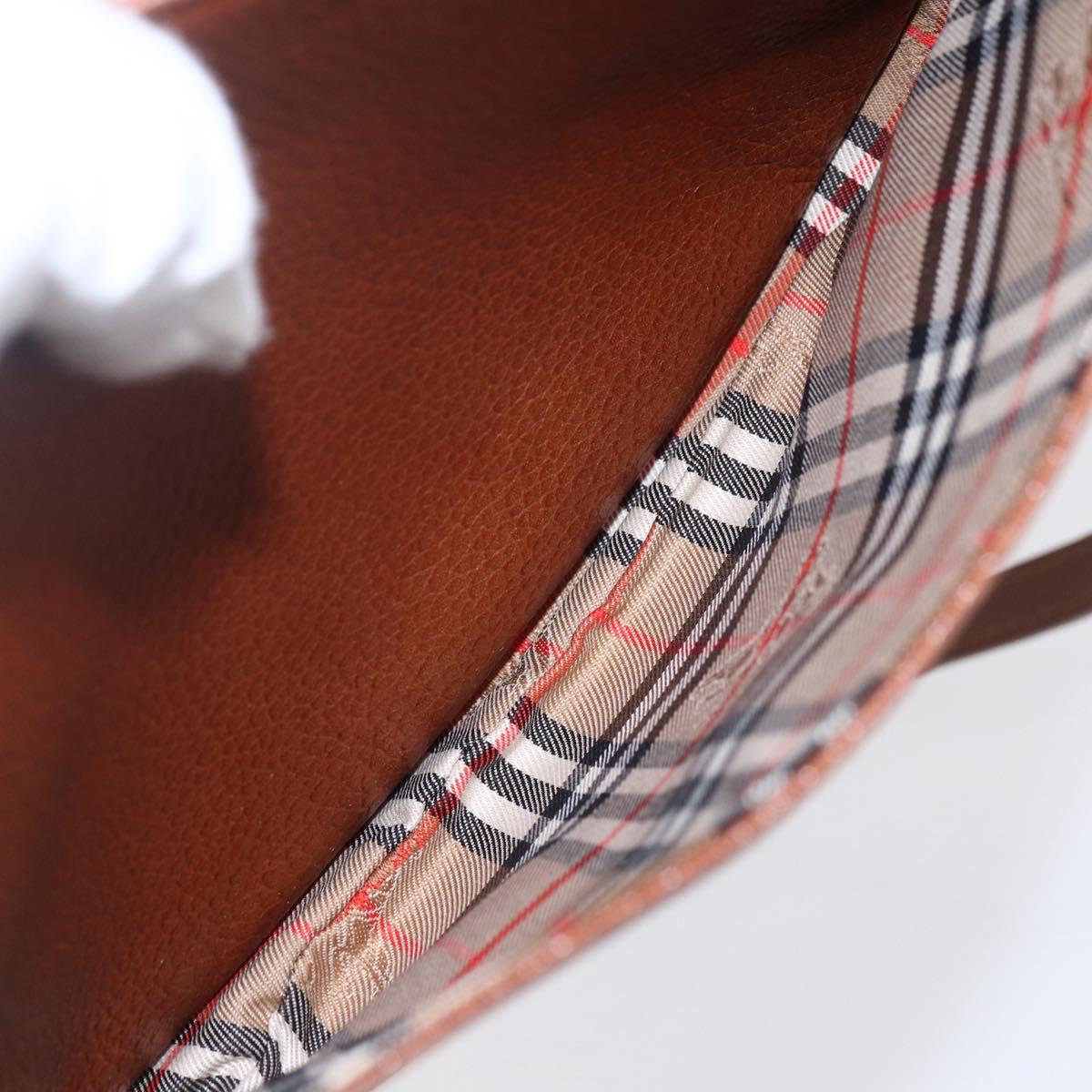 Burberrys Shoulder Bag Leather Brown Gold Auth ep12028