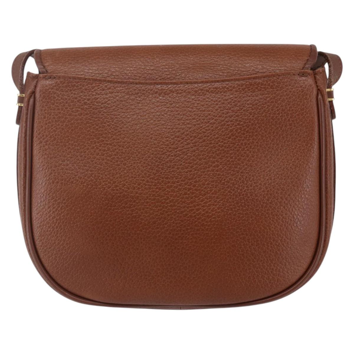 Burberrys Shoulder Bag Leather Brown Gold Auth ep12028