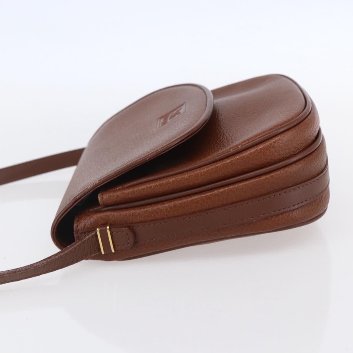 Burberrys Shoulder Bag Leather Brown Gold Auth ep12028