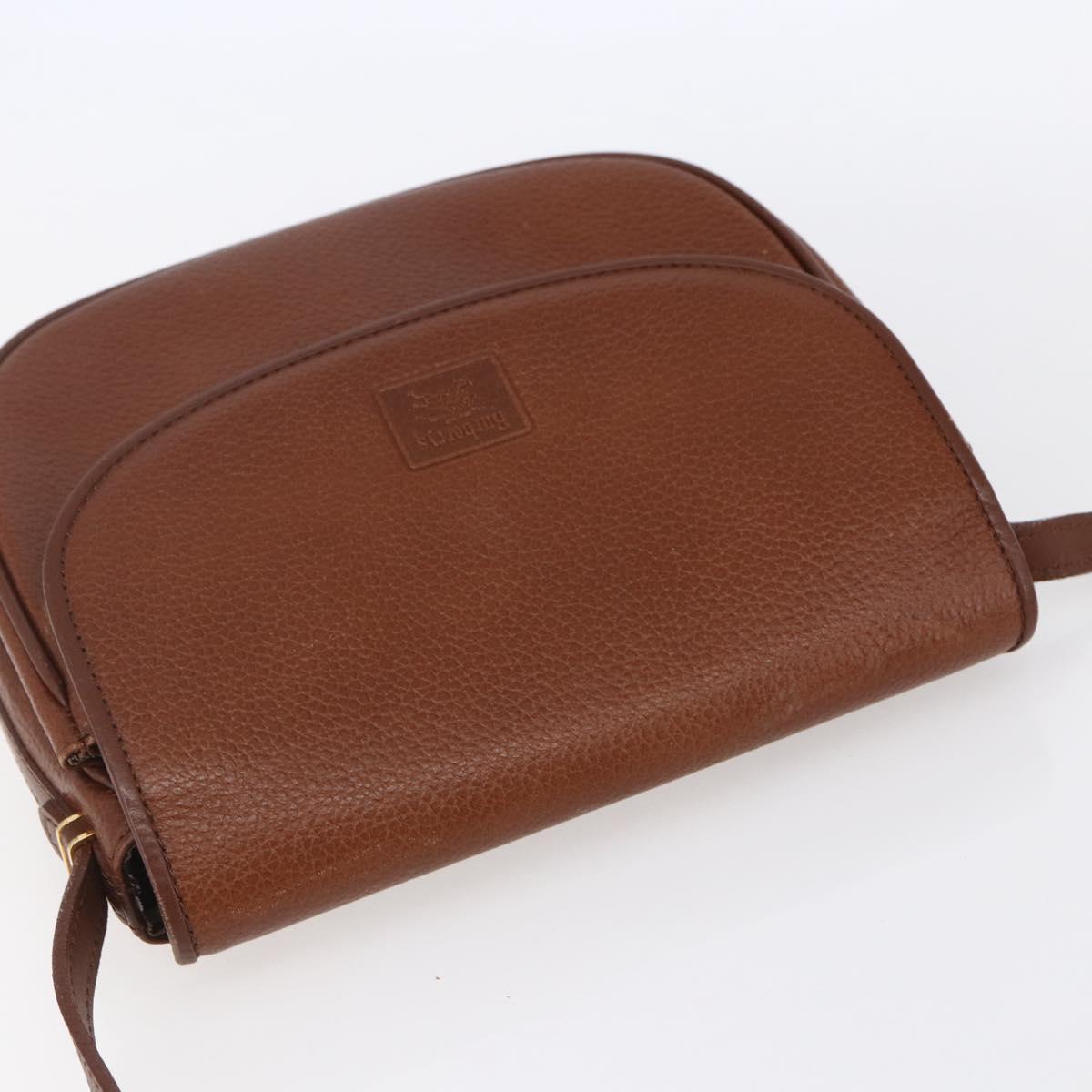Burberrys Shoulder Bag Leather Brown Gold Auth ep12028