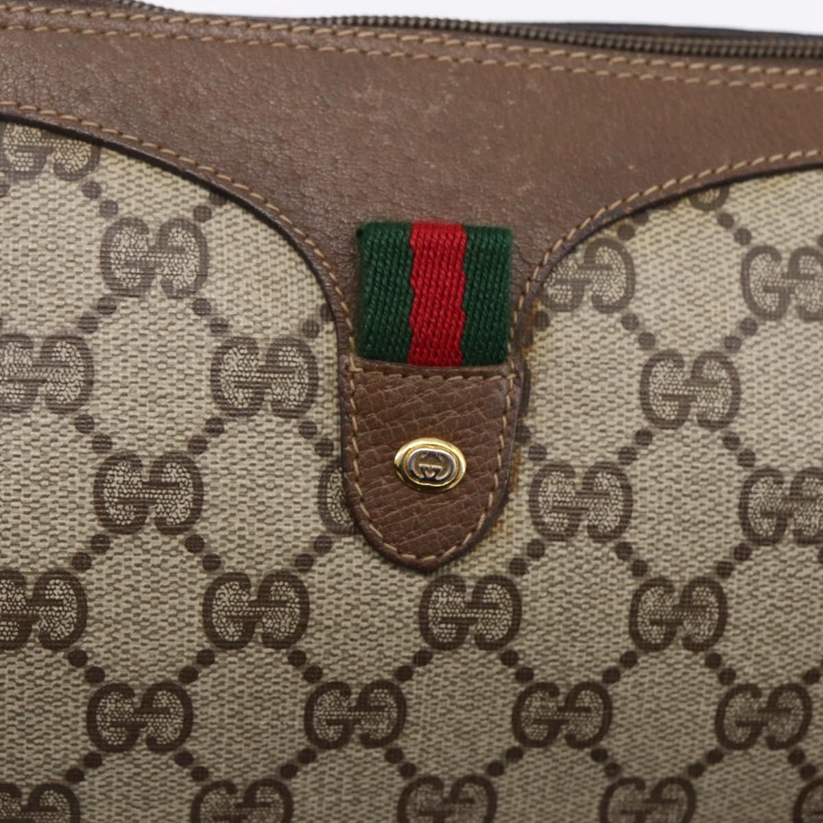 GUCCI GG Supreme Web Sherry Line Bag PVC Beige Gold 89 02 017 Auth ep12029