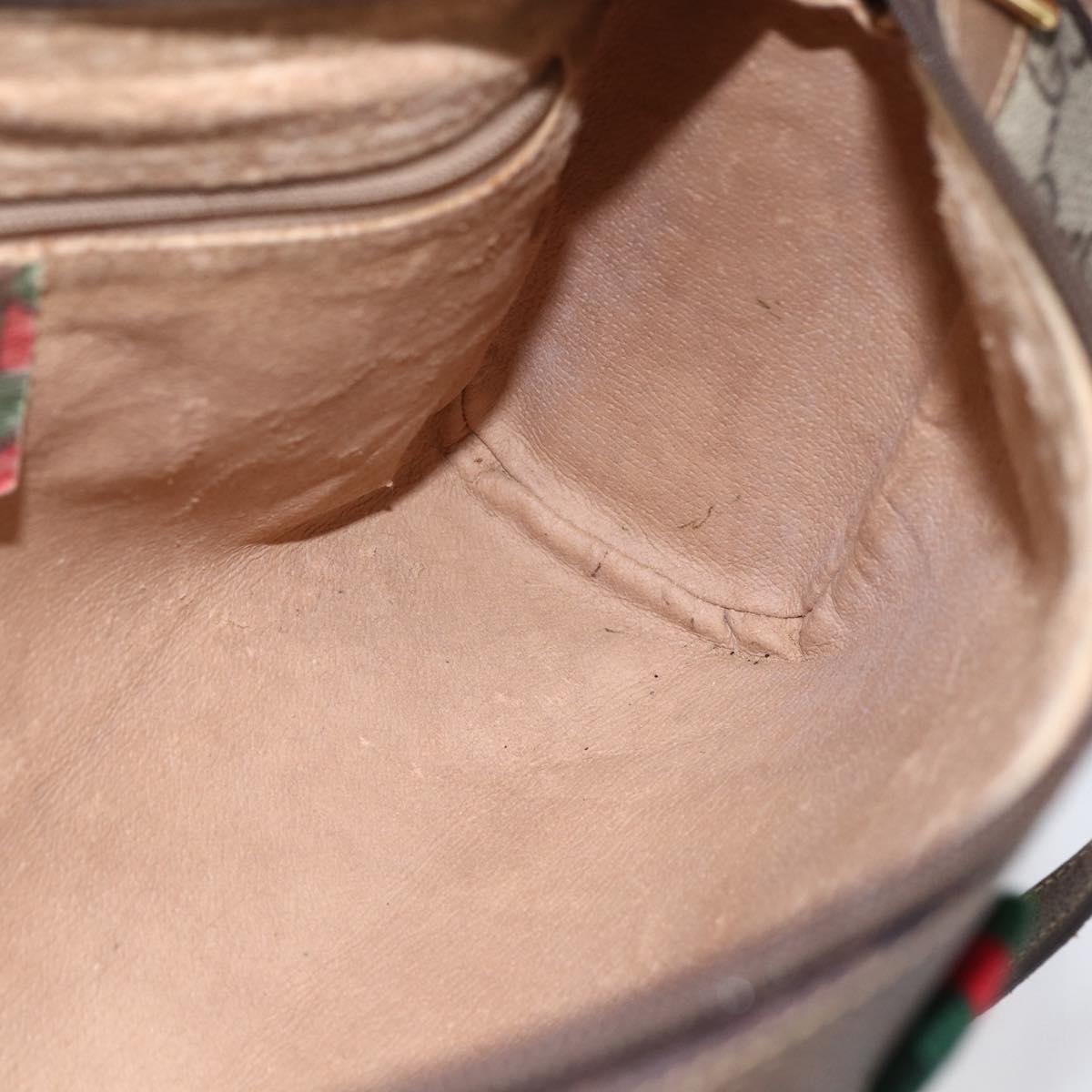 GUCCI GG Supreme Web Sherry Line Bag PVC Beige Gold 89 02 017 Auth ep12029