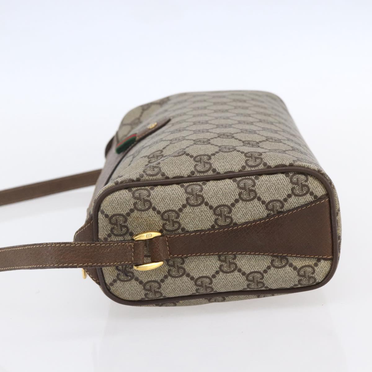 GUCCI GG Supreme Web Sherry Line Bag PVC Beige Gold 89 02 017 Auth ep12029