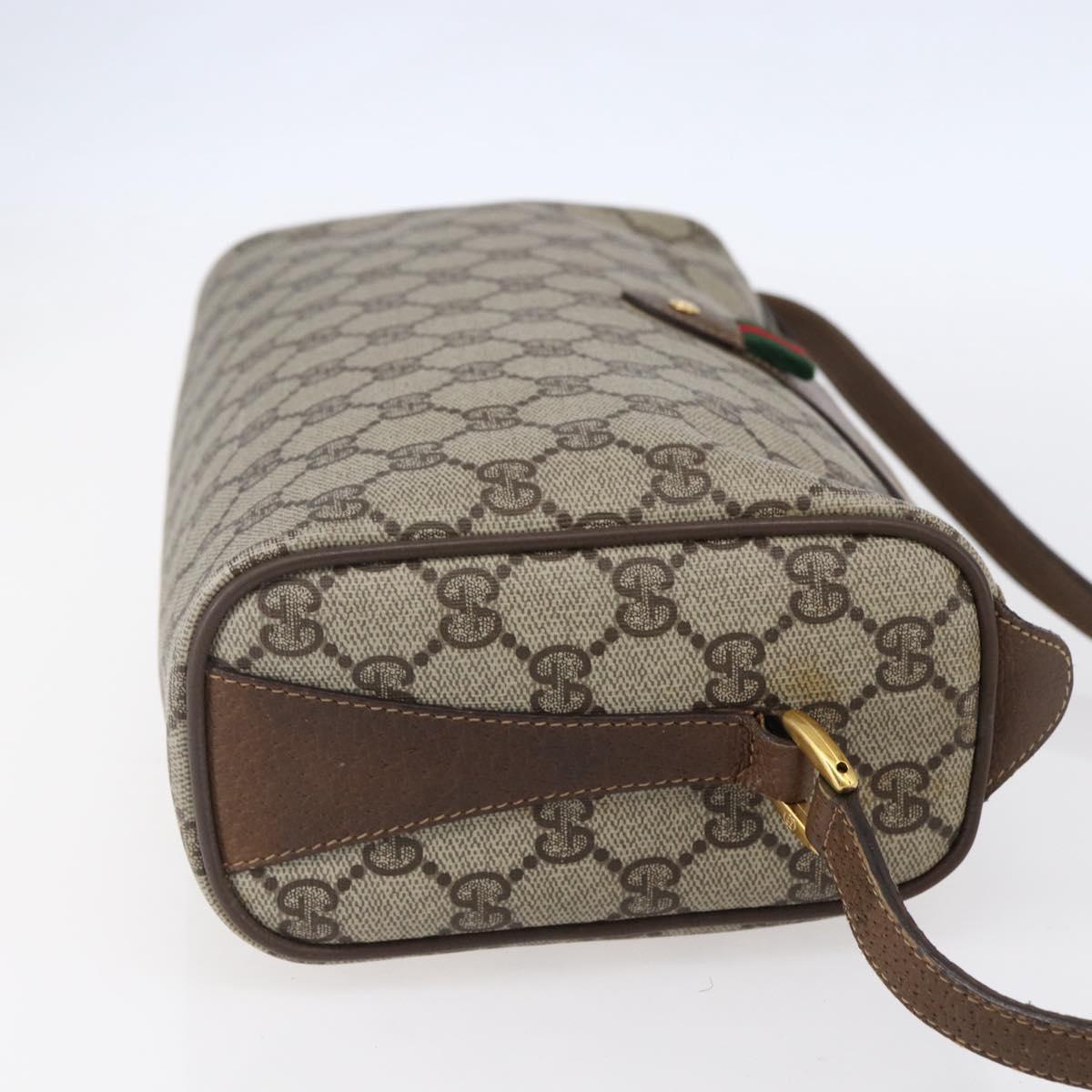 GUCCI GG Supreme Web Sherry Line Bag PVC Beige Gold 89 02 017 Auth ep12029