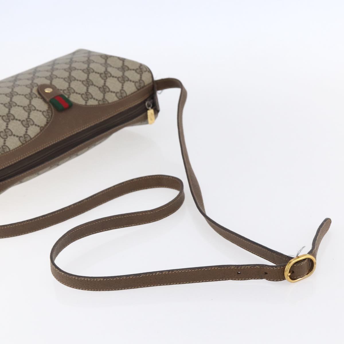 GUCCI GG Supreme Web Sherry Line Bag PVC Beige Gold 89 02 017 Auth ep12029