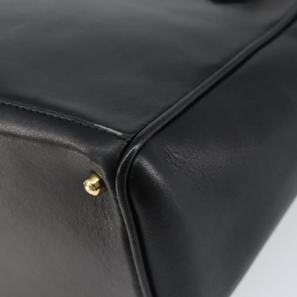 GUCCI Bamboo Hand Bag Leather Black Gold 000 122 0316 Auth ep12030