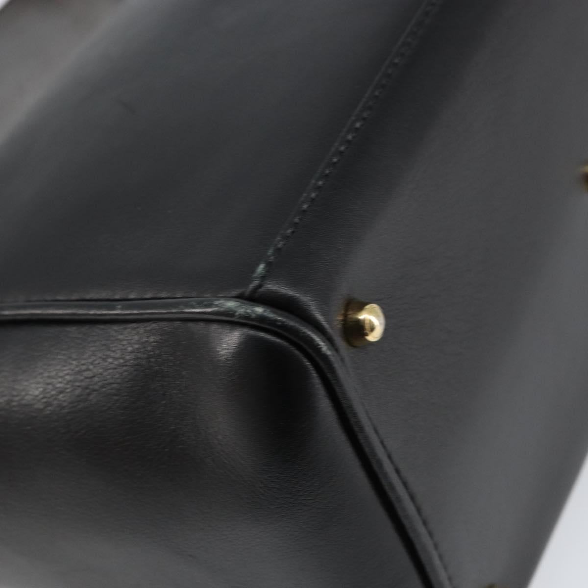 GUCCI Bamboo Hand Bag Leather Black Gold 000 122 0316 Auth ep12030