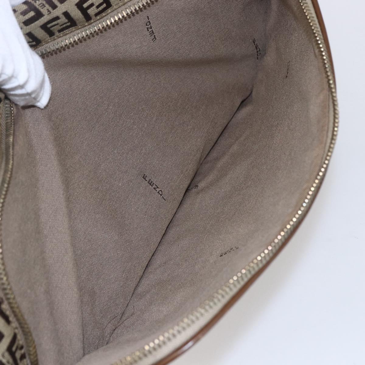 FENDI Zucchino Canvas Tote Bag Beige Gold Auth ep12032