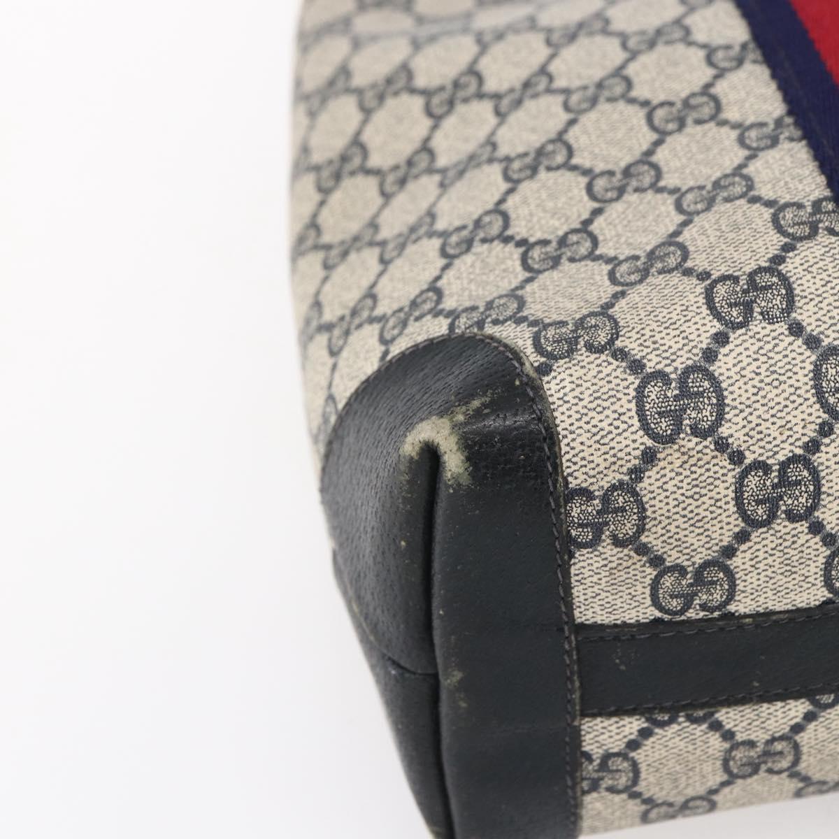 GUCCI GG Supreme Sherry Line Tote Bag PVC Navy Red Auth ep12033